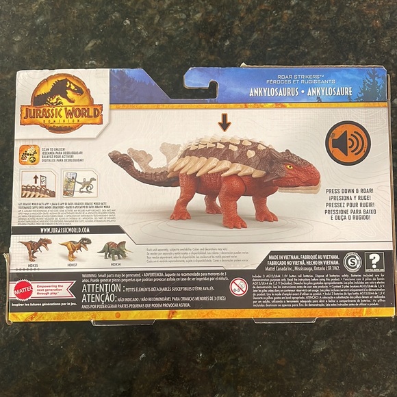2022 Jurassic World Dominion Ankylosaurus Dinosaur Figure ROAR STRIKERS - Picture 2 of 6